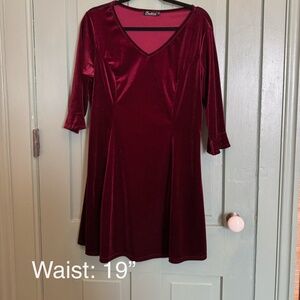Burgundy Velvet Skater Dress
